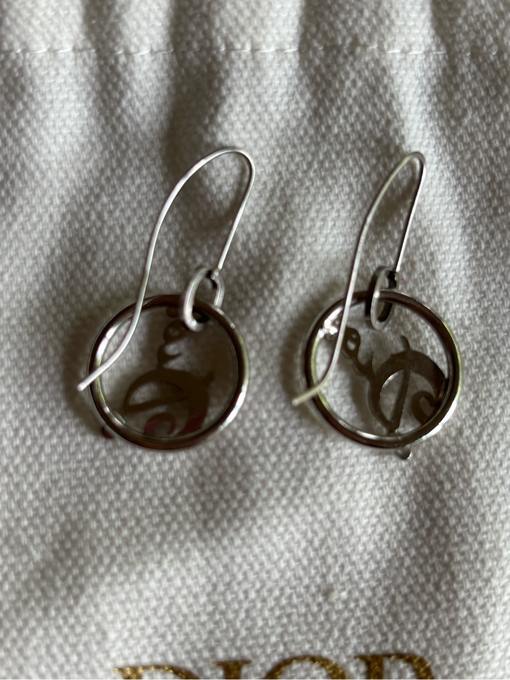 Dior Silver Script Drop Earrings NFS - Picture 10 of 11